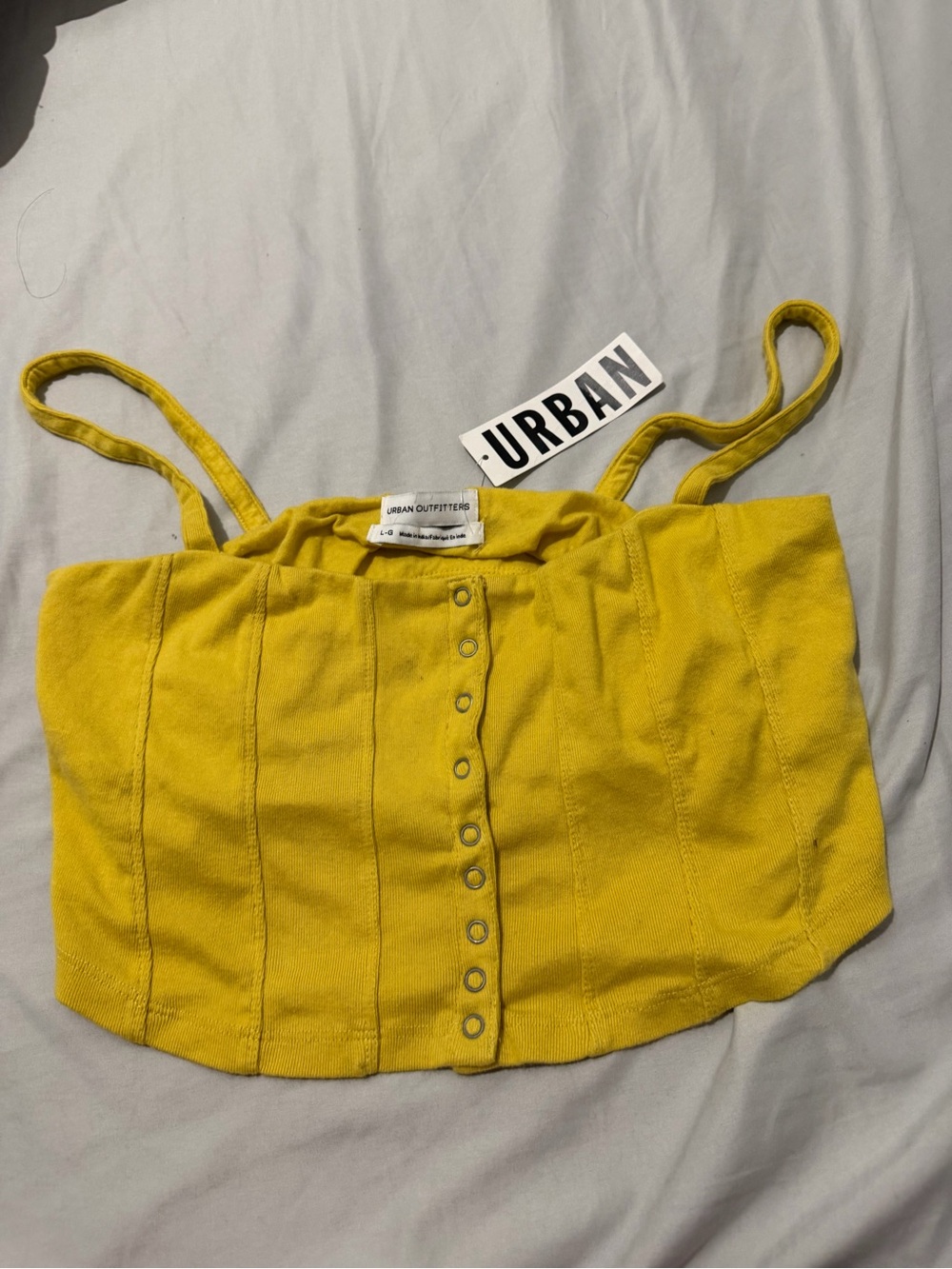 Urban Outfitters Bright Yellow Button-Front Cropped Tank